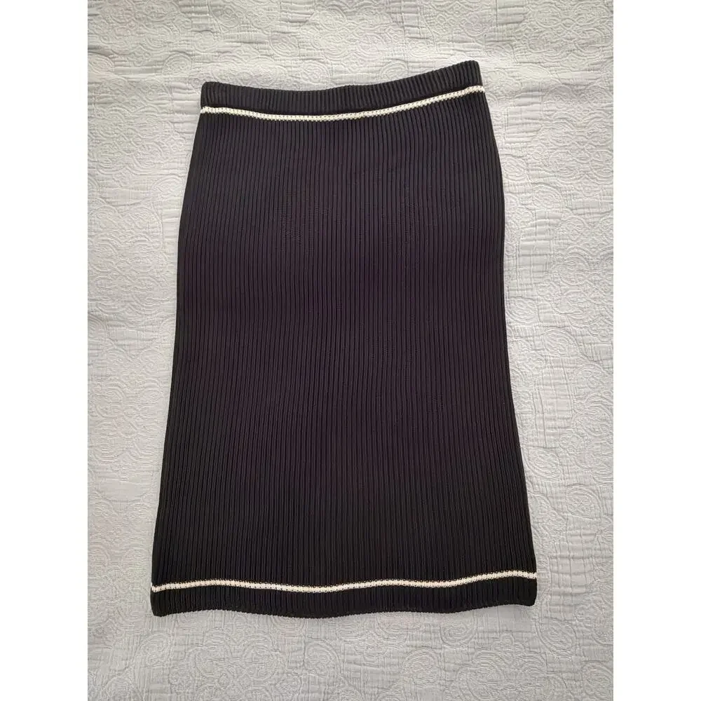 Karl Lagerfeld Skirt Womens 36 Small Pencil Knit Navy Designer Italy VTG 90s Y2K